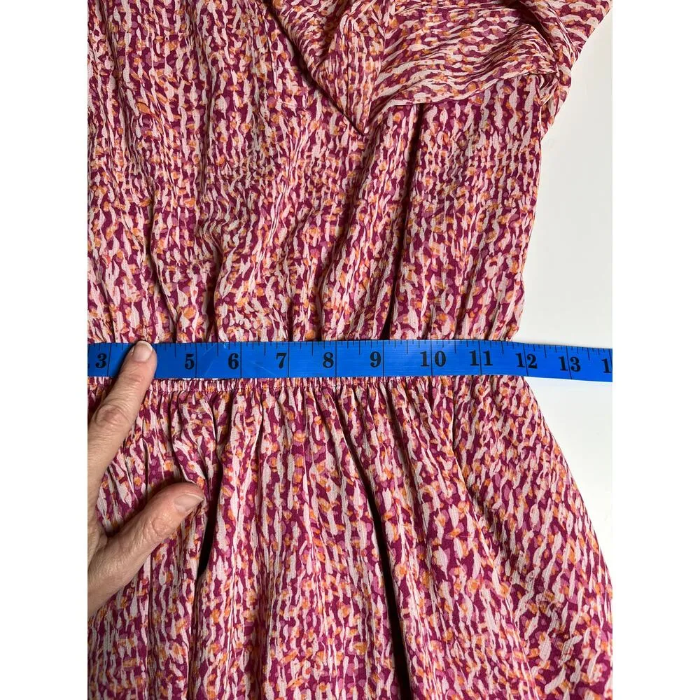 Evereve Women Small Dress‎ Pink Orange Mini V Neck Flowy  Lined FairyWhimsy - Image 8