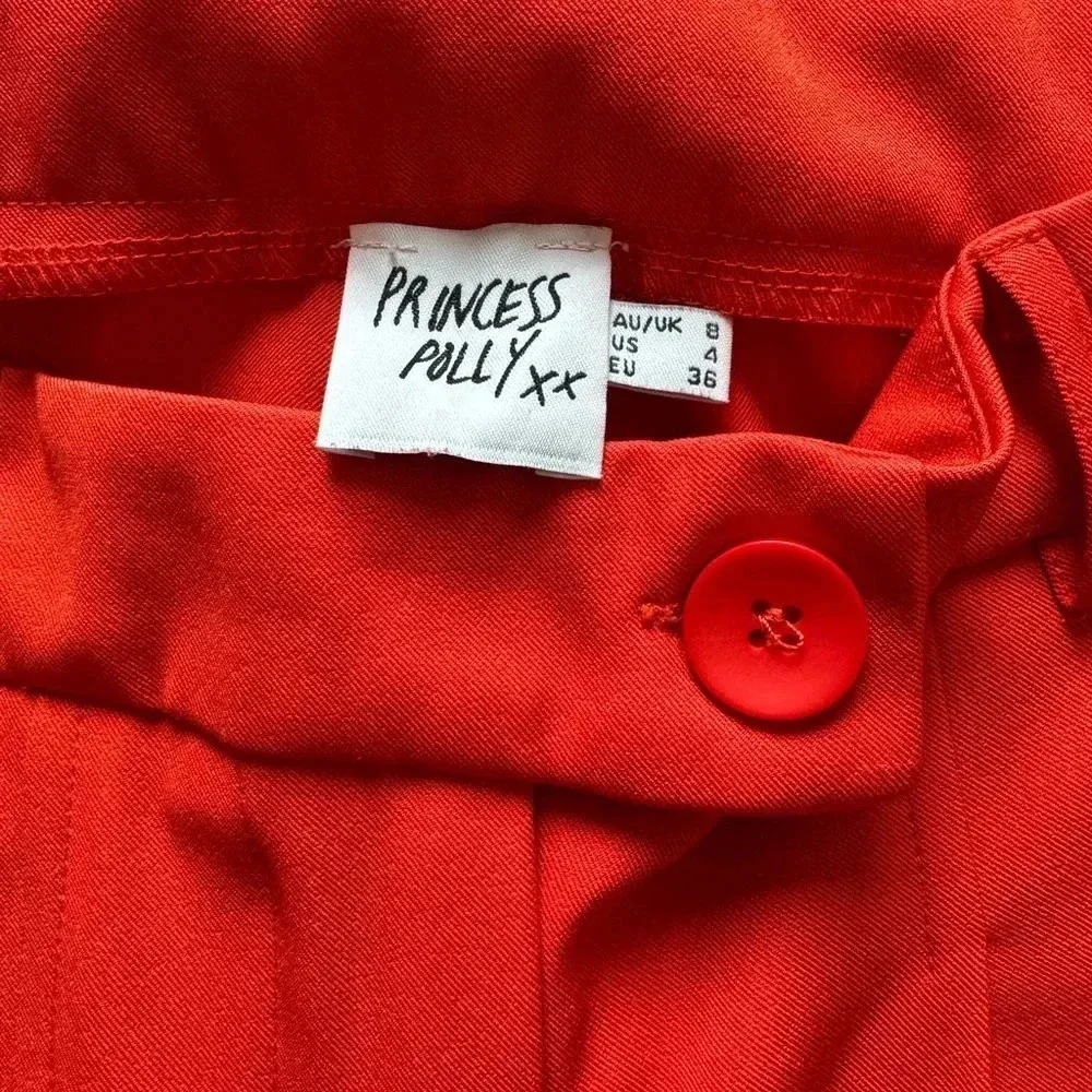 Women's Princess Polly Work Trousers Vibrant Red Orange Wide-Leg Pants Size 4 - Image 3