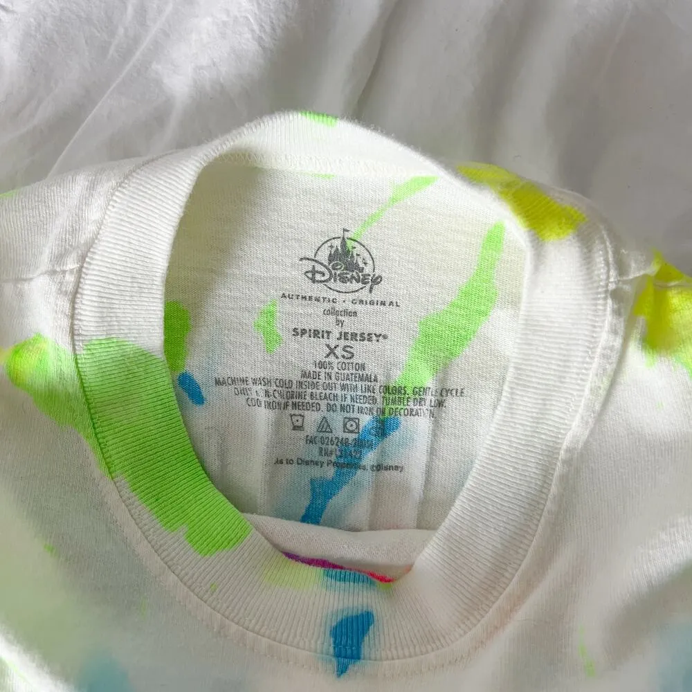 walt disney world parks white neon tie dye glitter spell out spirit jersey top - Image 6