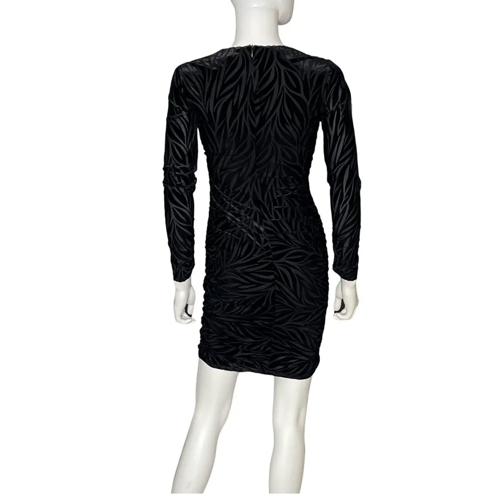 Donna Morgan Women's Long Sleeve Sweetheart Shirred Mini Dress Black Sz 2 - Image 5