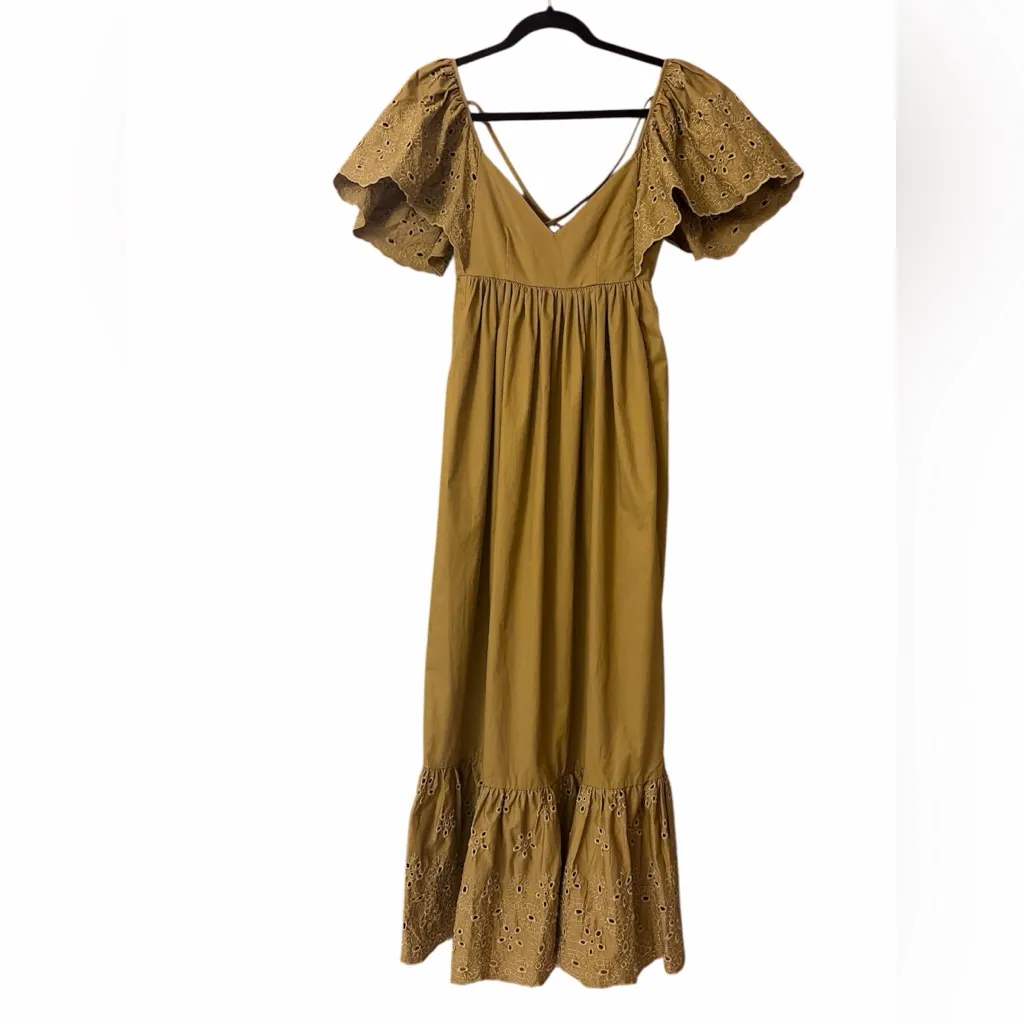 Anthropologie En Saison Hayley Flounced Maxi Dress in olive Green Size XS - Image 5