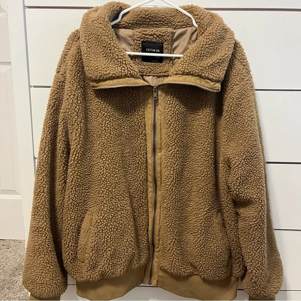 Cotton On  Cinnamon Brown Teddy Zip Through Bomber Jacket - Image 2