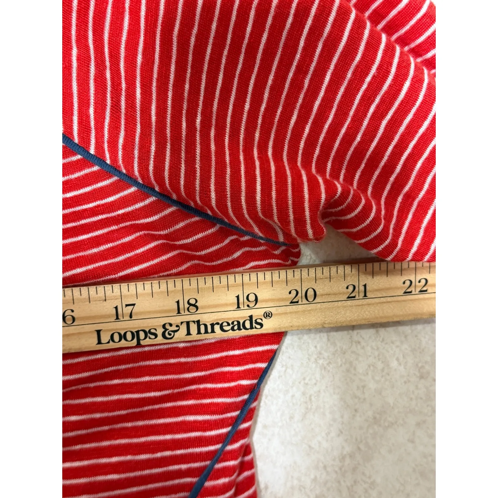Sundance Linen‎ Striped Long Sleeve Top Red White Blue Trim Lightweight Sheer - Image 4