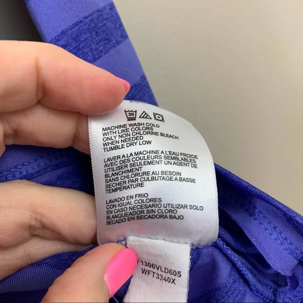 New Balance Lighting Dry Striped Purple Long Sleeve Athletic Top - Image 5