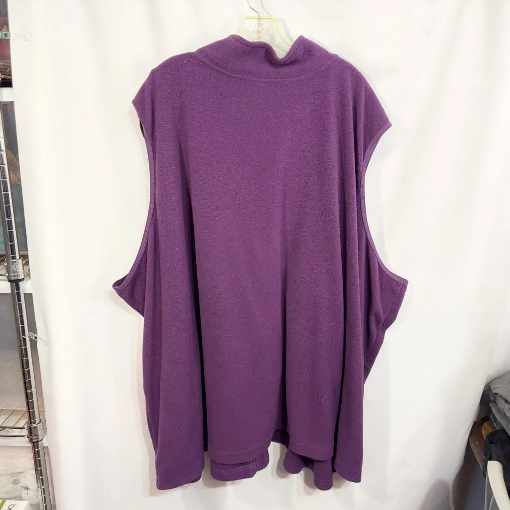 Woman Within Plus Size 6X Vest Full Zip Microfleece Deep Purple Pockets 1255 - Image 2