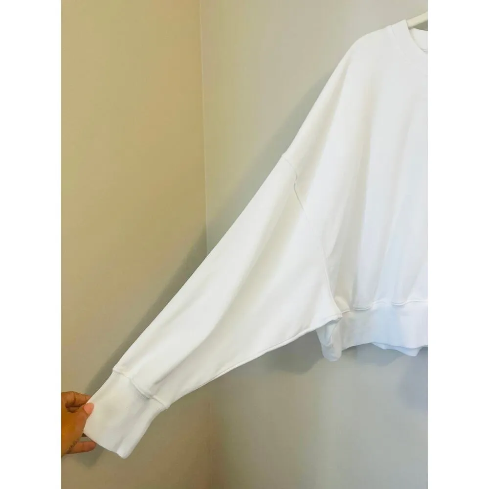 NWT Fabletics Year Round Terry Crew Neck Sweatshirt in White Women's sz. XL - Image 7