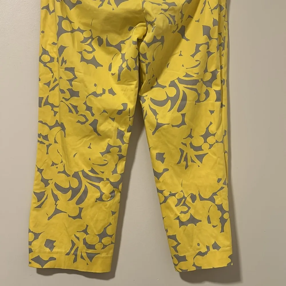 J Crew Stretch City Fit Yellow Spring Summer Capri Floral Pants Size 6 - Image 5
