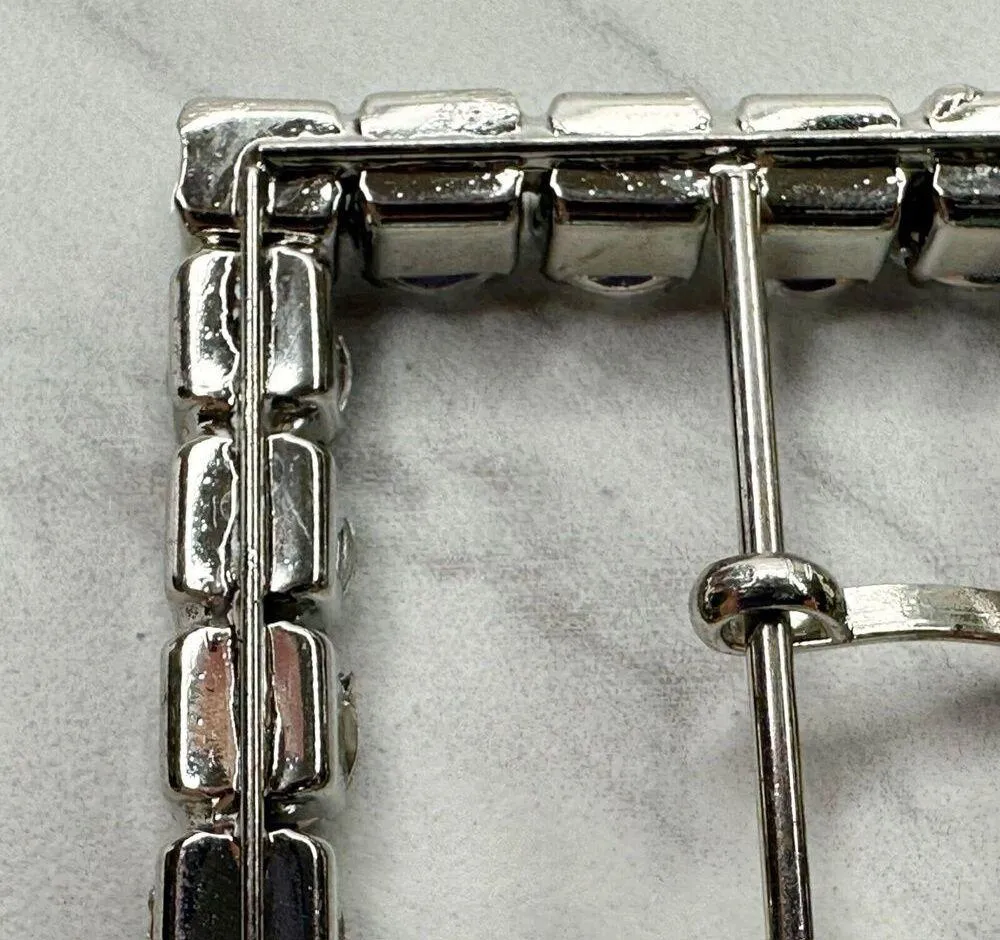 Square Rhinestone Silver Tone Belt Buckle - Image 8