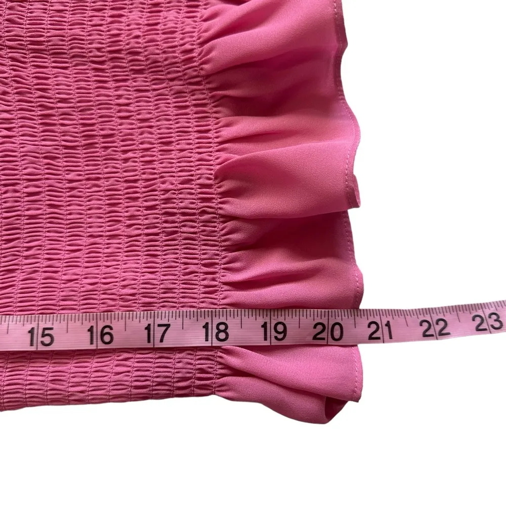 Target Pink Smocked Long Sleeve V Neck Crop Top Blouse large - Image 7