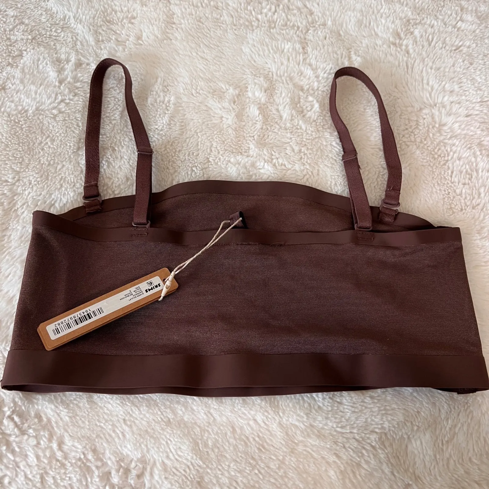 SKIMS Women's Sheer Sculpt Bandeau Bra Cocoa Brown Size Small BR8ND0254 NWT - Image 5