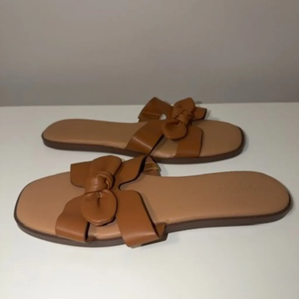 Torrid New Women’s Size 9 Brown Bow Flat Sandals Slip On Summer Casual Shoes - Image 2