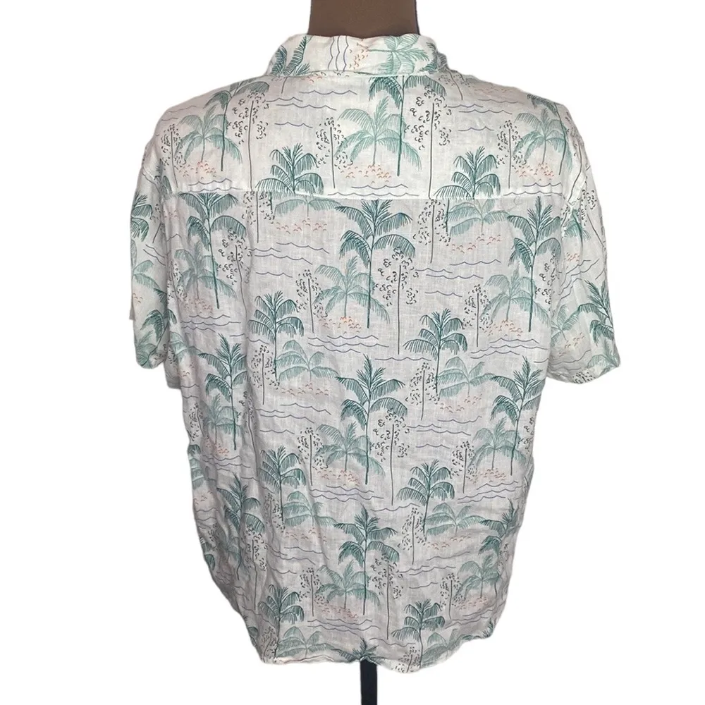 C & C California linen tropical palm beach scenery print camp shirt size M - Image 2