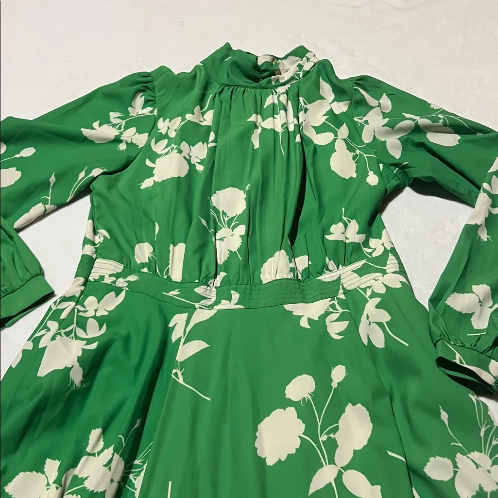 eShakti Green and White Floral Long Sleeve Dress NWOT - Image 6