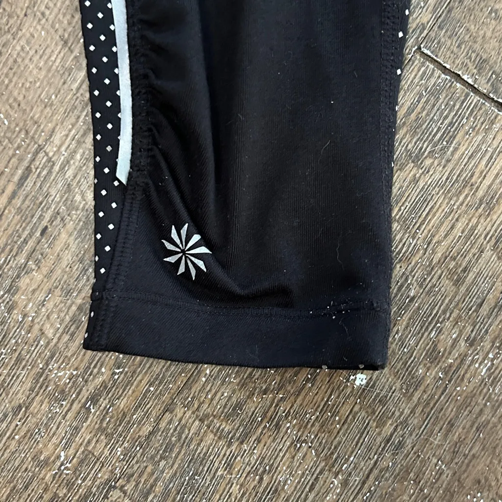 Athleta Womens Full Length Leggings S Black Polka Dot Inserts Pocket Compression - Image 2