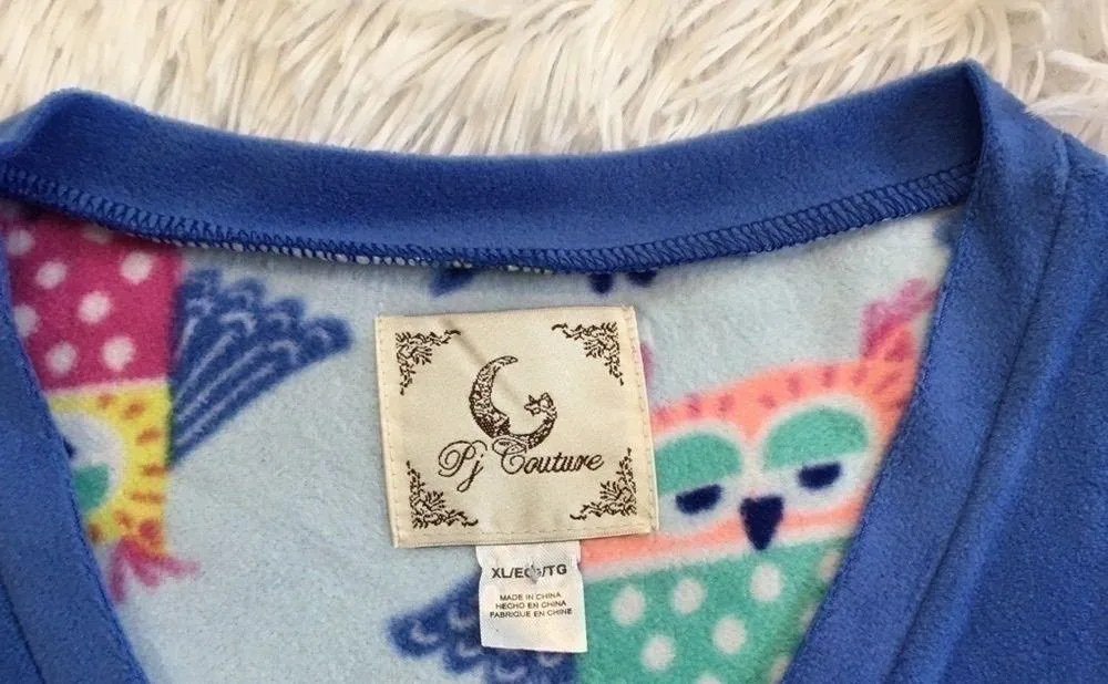 PJ Couture soft V neck Fleece Long sleeve Pajama top in blue Size XL - Image 8
