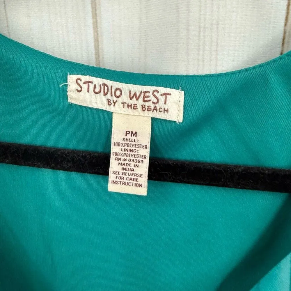 Studio West Women’s Petite Medium Beach Maxi Dress Blue Patterned Size undefined - Image 3