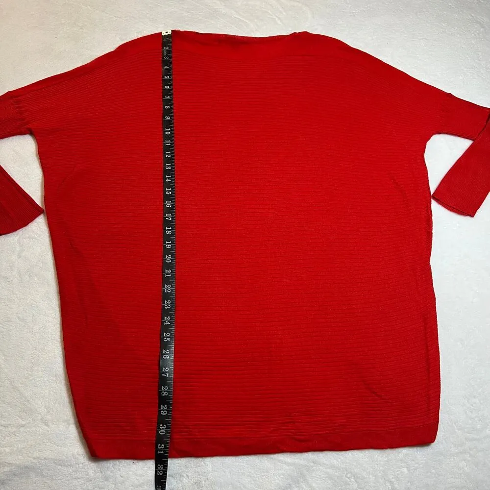 Jaye.e Crewneck Cashmere Blend Drop Shoulder Oversized Tunic Sweater Size Small Red - Image 9