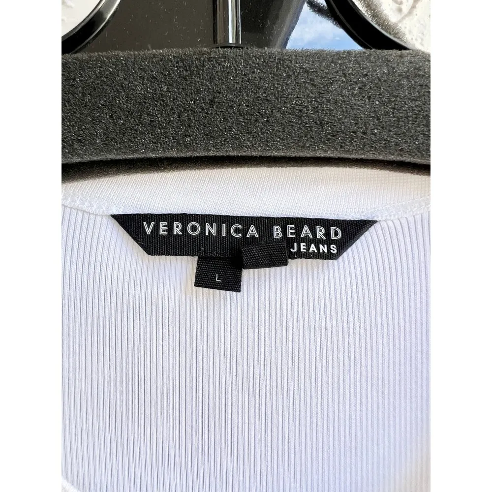 Veronico Beard Jeans Tiered Austyn Belted Midi Dress White Women's Size Large - Image 5