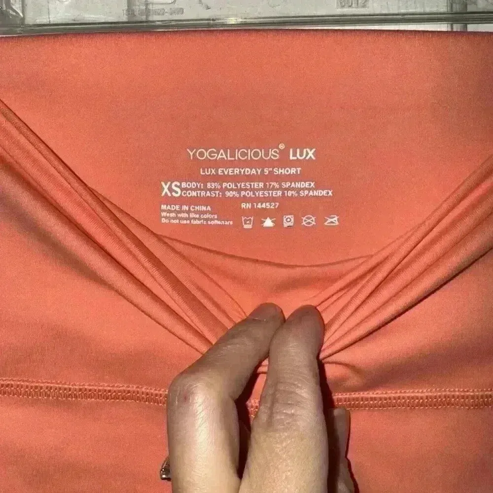 Yogalicious Lux Everyday 5” Shorts Women's Size XS Coral Pink - Image 3