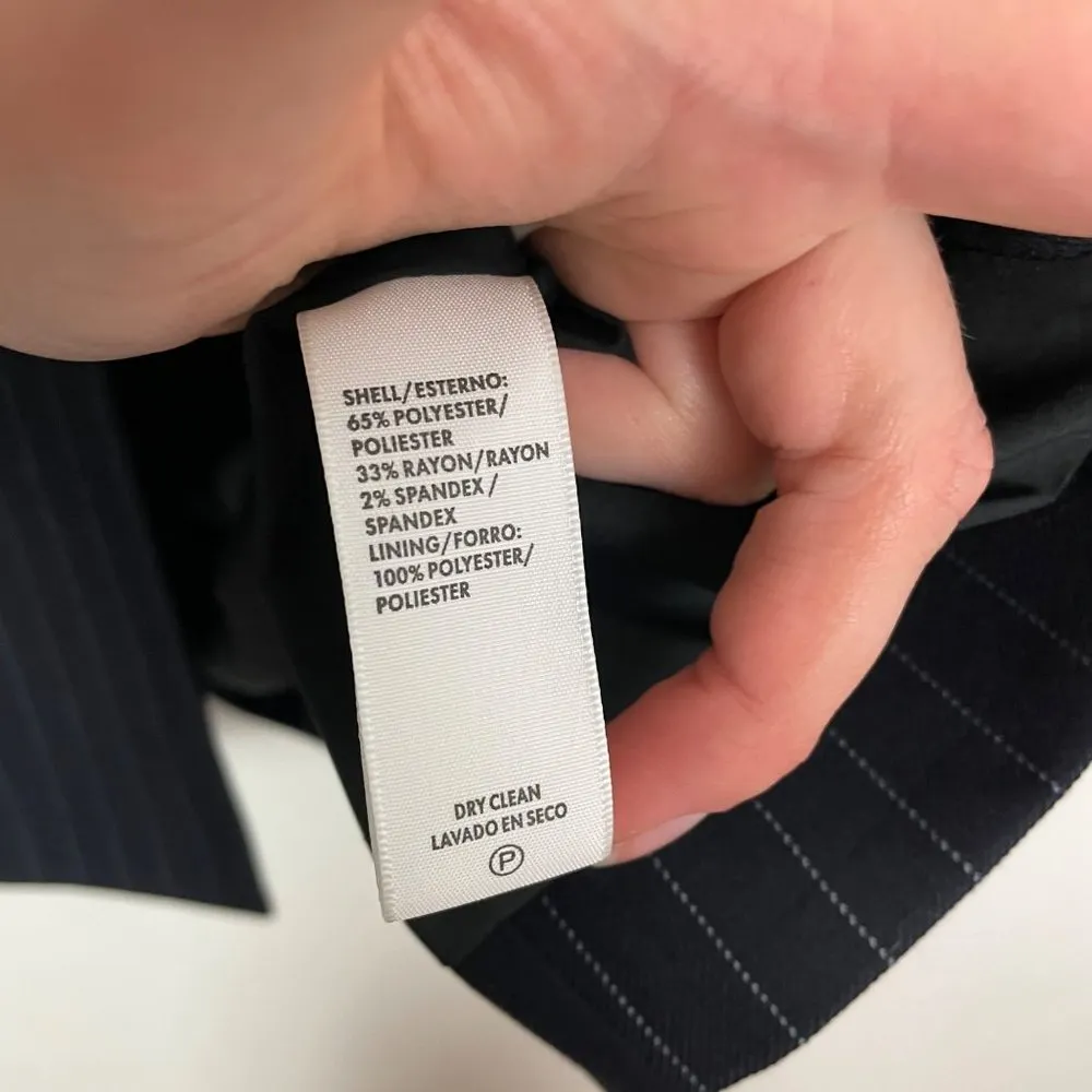 Rebecca Minkoff Woman's 6 Navy Blue Pinstripe‎ Double Breasted Gabby Blazer - Image 7