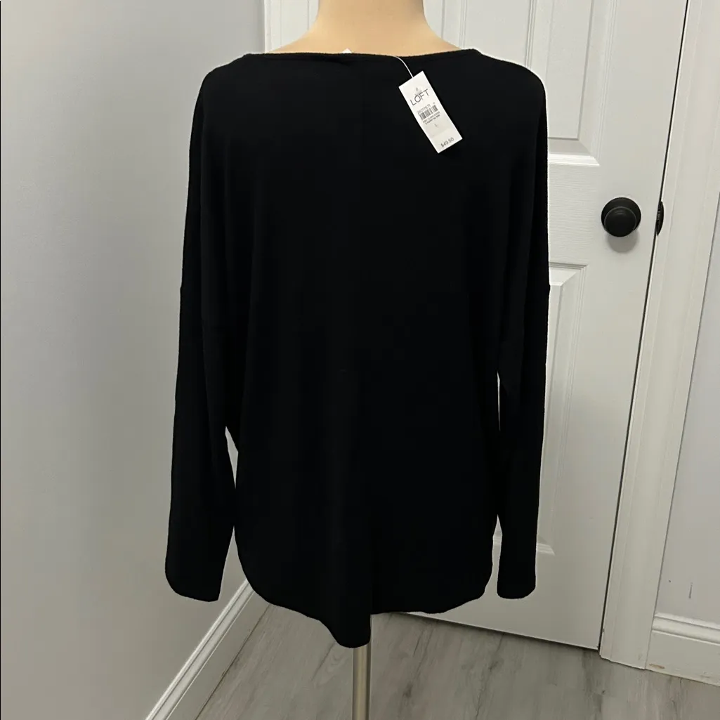 Loft Black Twisted Hem Long Sleeve Top - Image 2