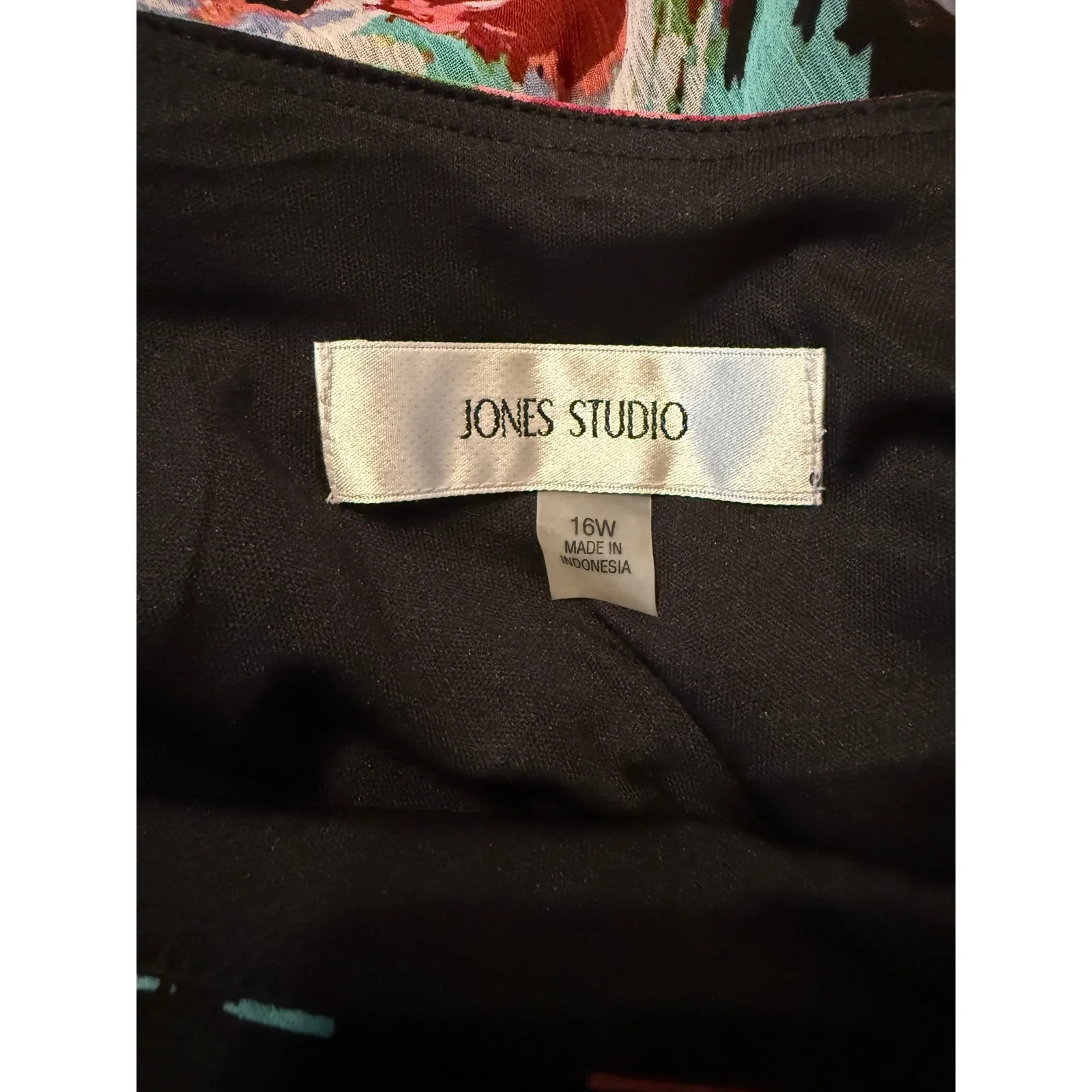 Jones Studio Floral Maxi Dress Women's 16W Sleeveless Black Multicolor Tiered - Image 3