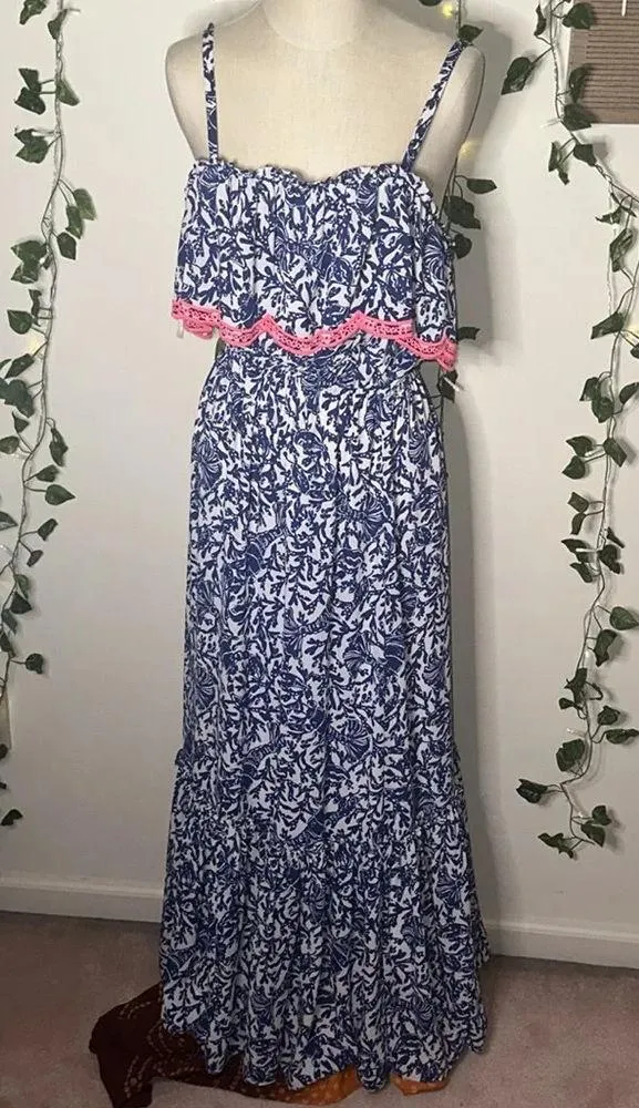 Lilly Pulitzer Adia Ruffle Maxi Sundress Oyster Bay Blue Krillin It - Image 5