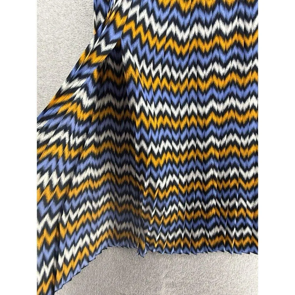 MK Michael Kors Women's Maxi Skirt Striped Pleated Size Large Chevron - Image 13