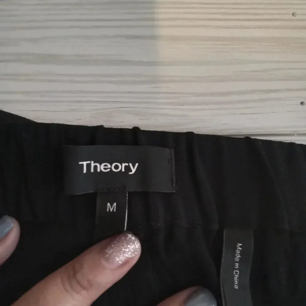 Theory women's alkes ghost crepe pants eyelet legs wide leg pull on size Medium - Image 5