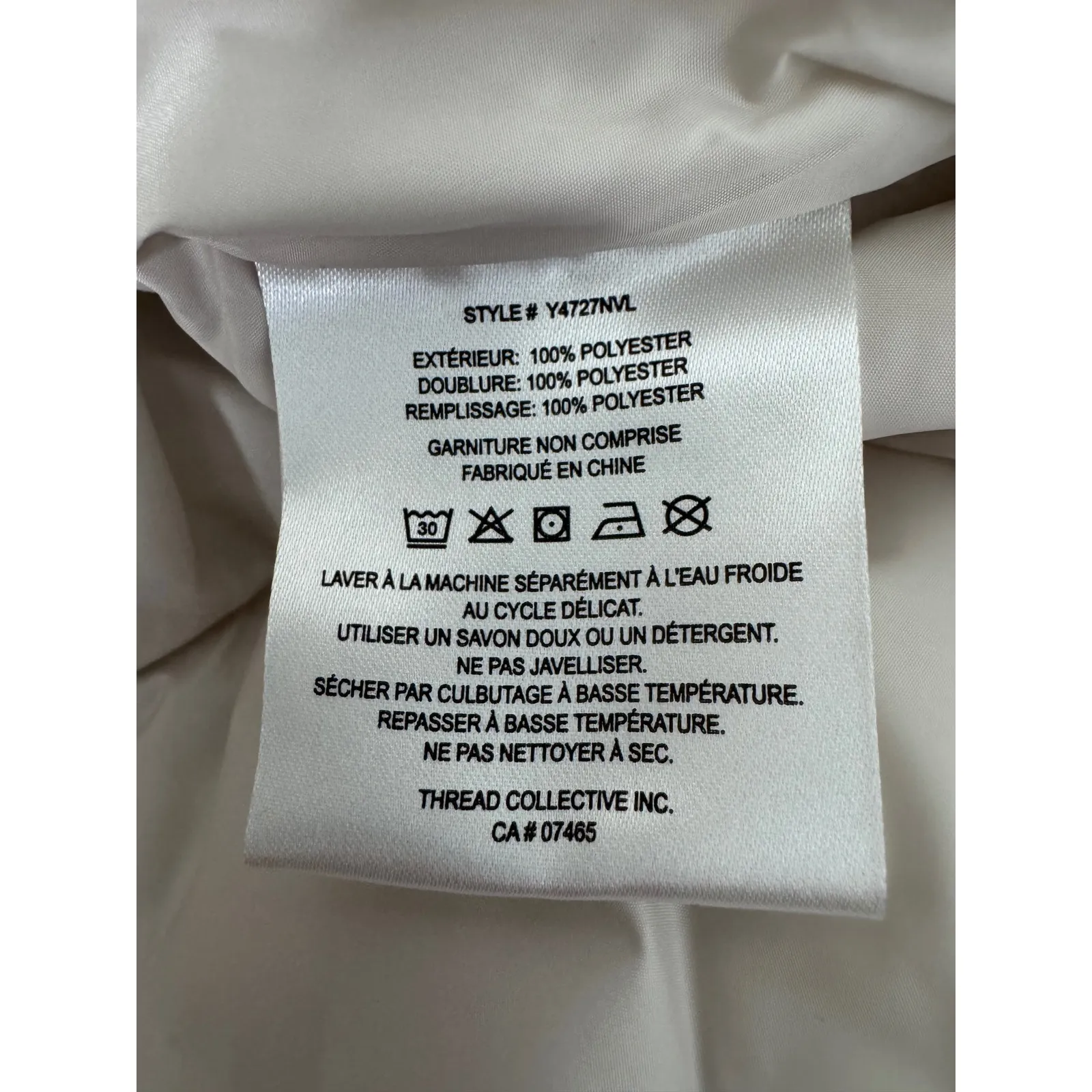 NVLT Womens XL TG Puffer Jacket Winter Warm Quilted Hooded Ivory White Gray - Image 7