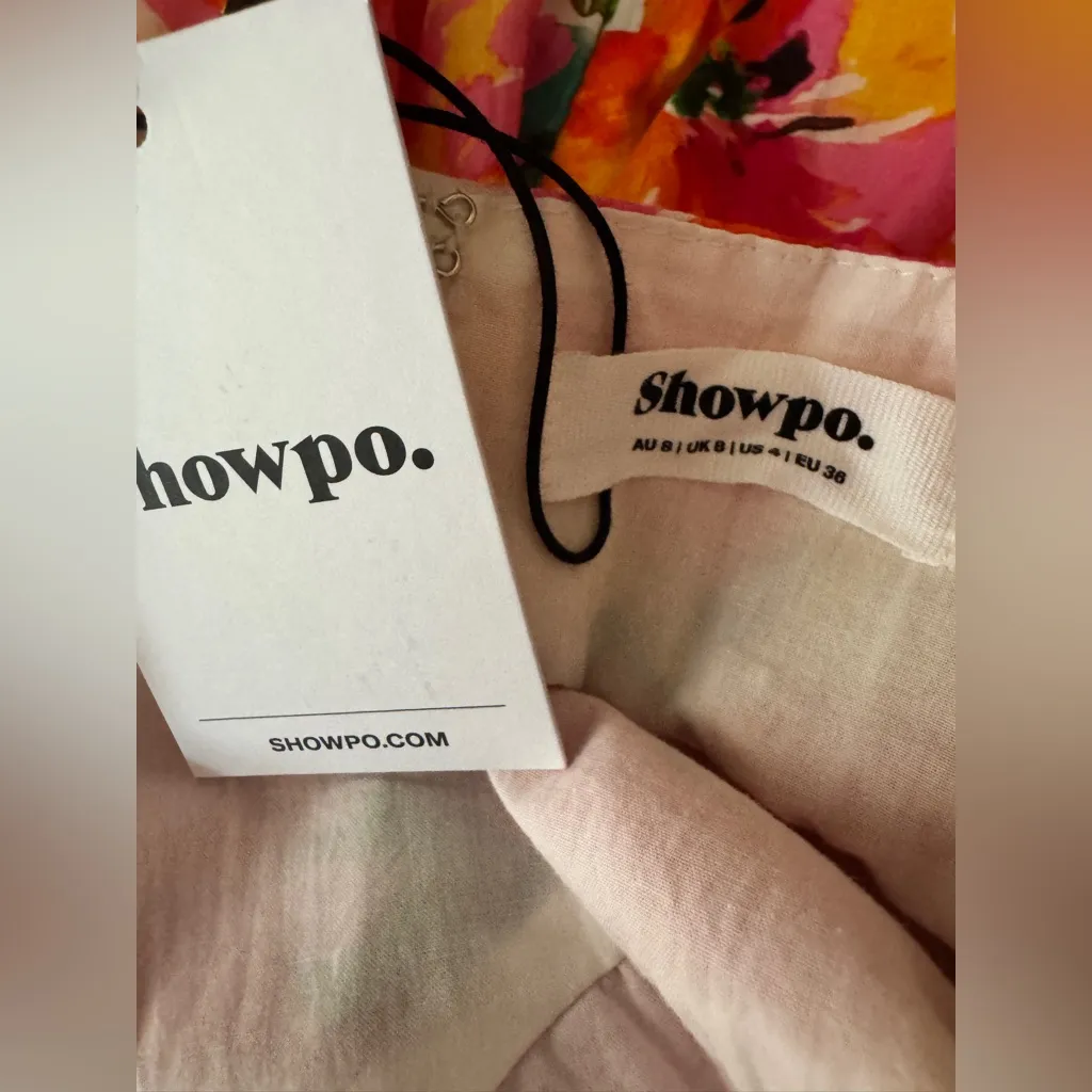 Showpo 100% Cotton Sexy Vibrant Floral Maxi Dress in Pink and Yellow SZ 4 - Image 11
