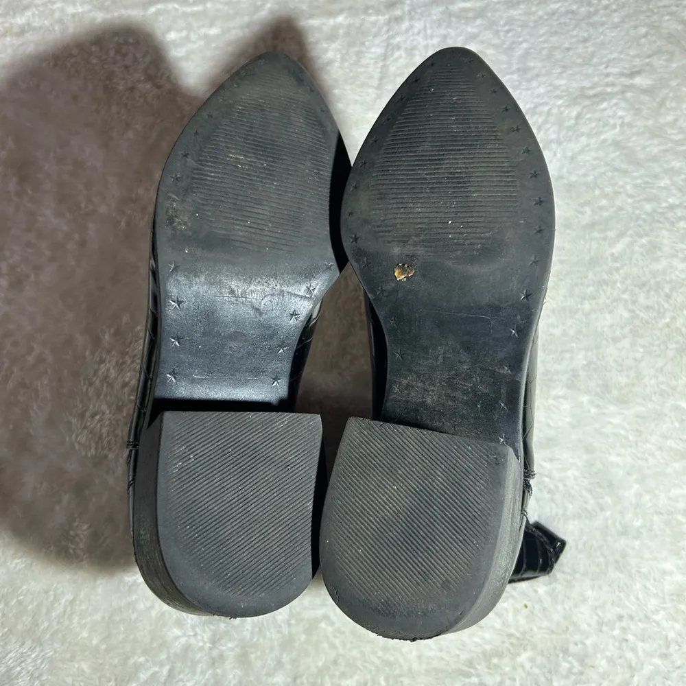 $120 Steve Madden Audience heeled ankle boots in black‎ croc size 8 - Image 5