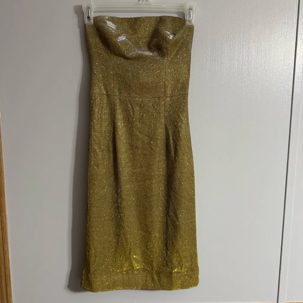 House of CB Gold Strapless Mini Dress Size XS - Image 2