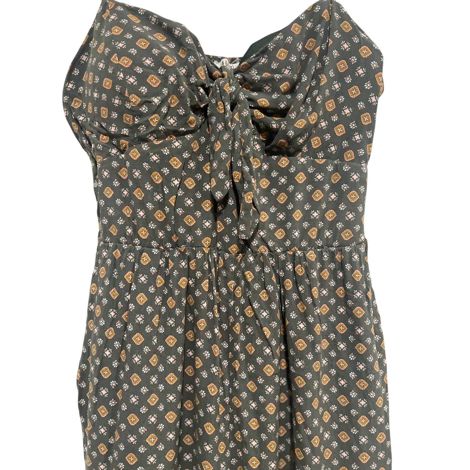 Women’s Rayon Cropped front Tie Jumpsuit M Green - Image 3