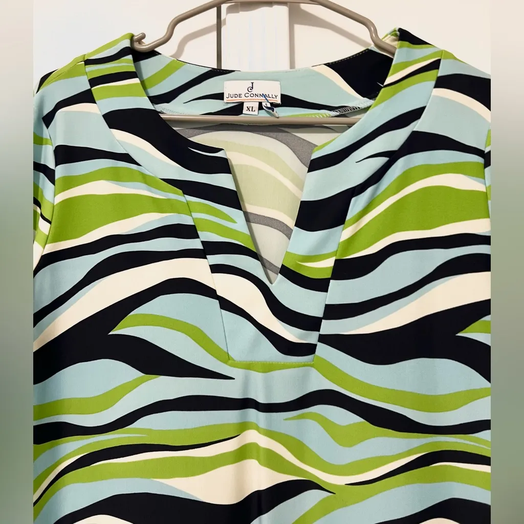 Jude Connally Megan Dress Jude Cloth in Blue and Green Wave Size XL - Image 3