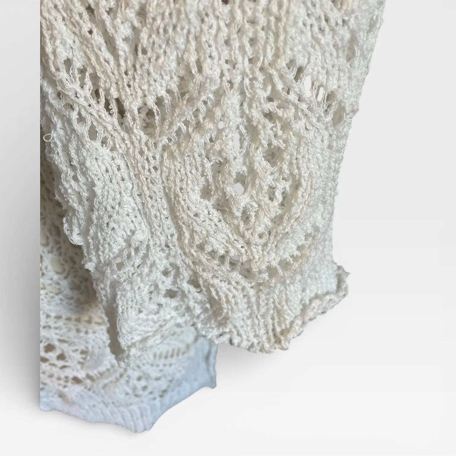 POL White Crochet Knit Swim Cover Up Tunic Boho Beach Resort Size Small - Image 7