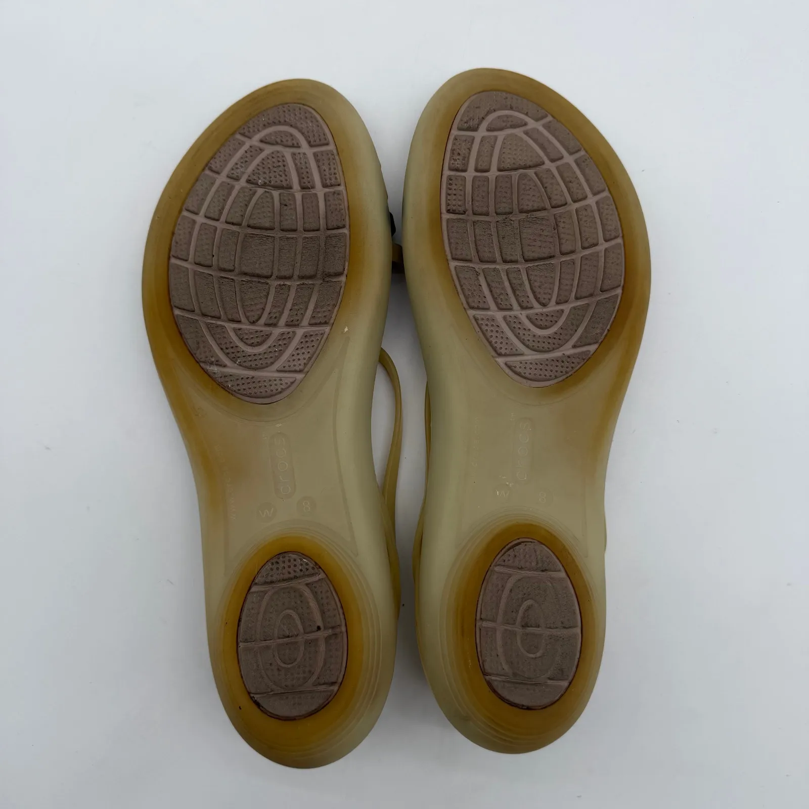 Crocs Isabella Flat Beige Glitter Bronze Jelly Sandal Casual Comfort Strappy 8 - Image 2