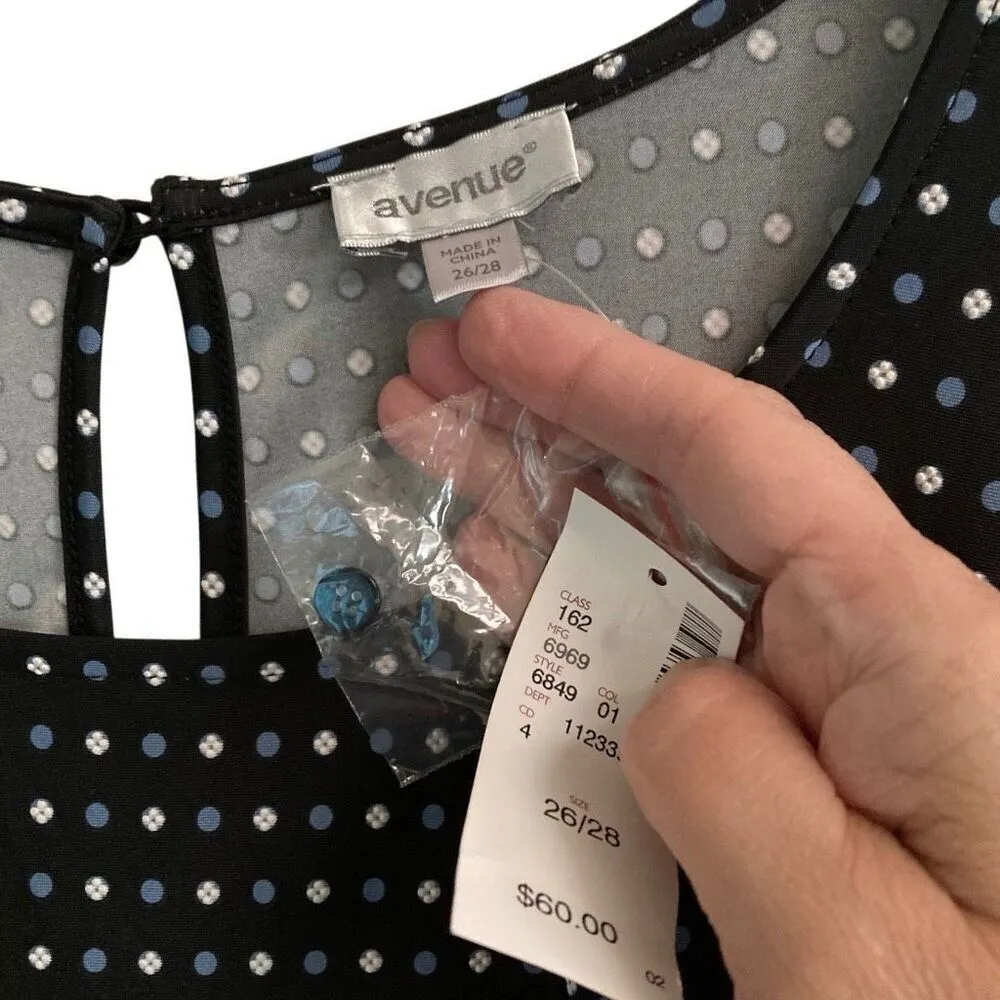 Avenue bell sleeve A line polkadot floral lace print midi dress womens 26/28 New - Image 6