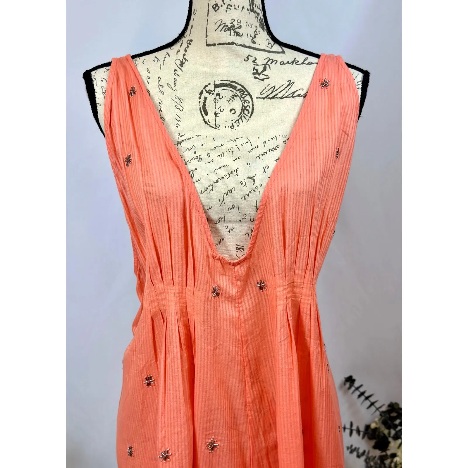 Free People Crushin On You Cotton Beaded Striped Dress - Image 11