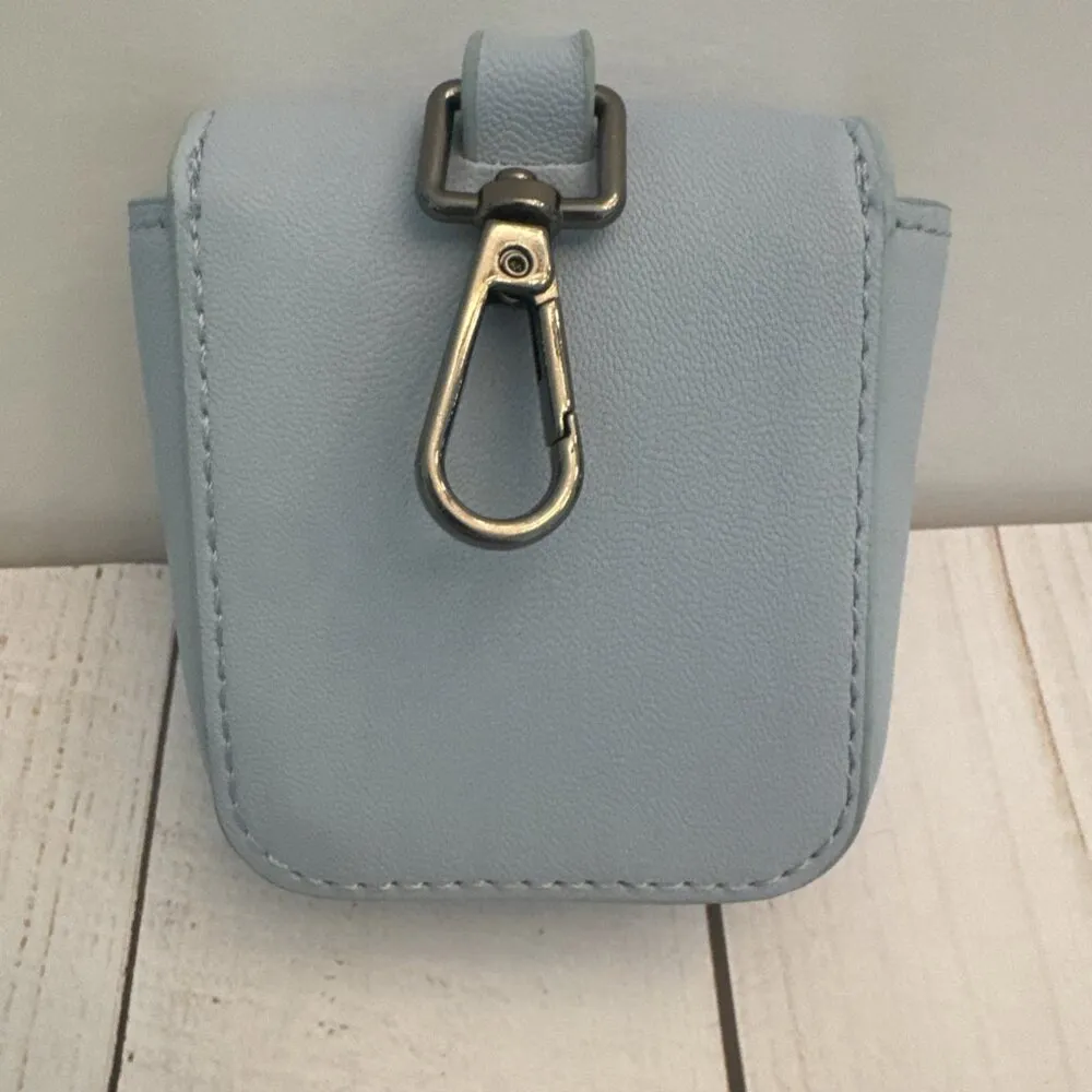 Steve Madden Light Blue Women’s Purse Charm Airpod Case Snap Closure 3”x3”x1.5” - Image 3
