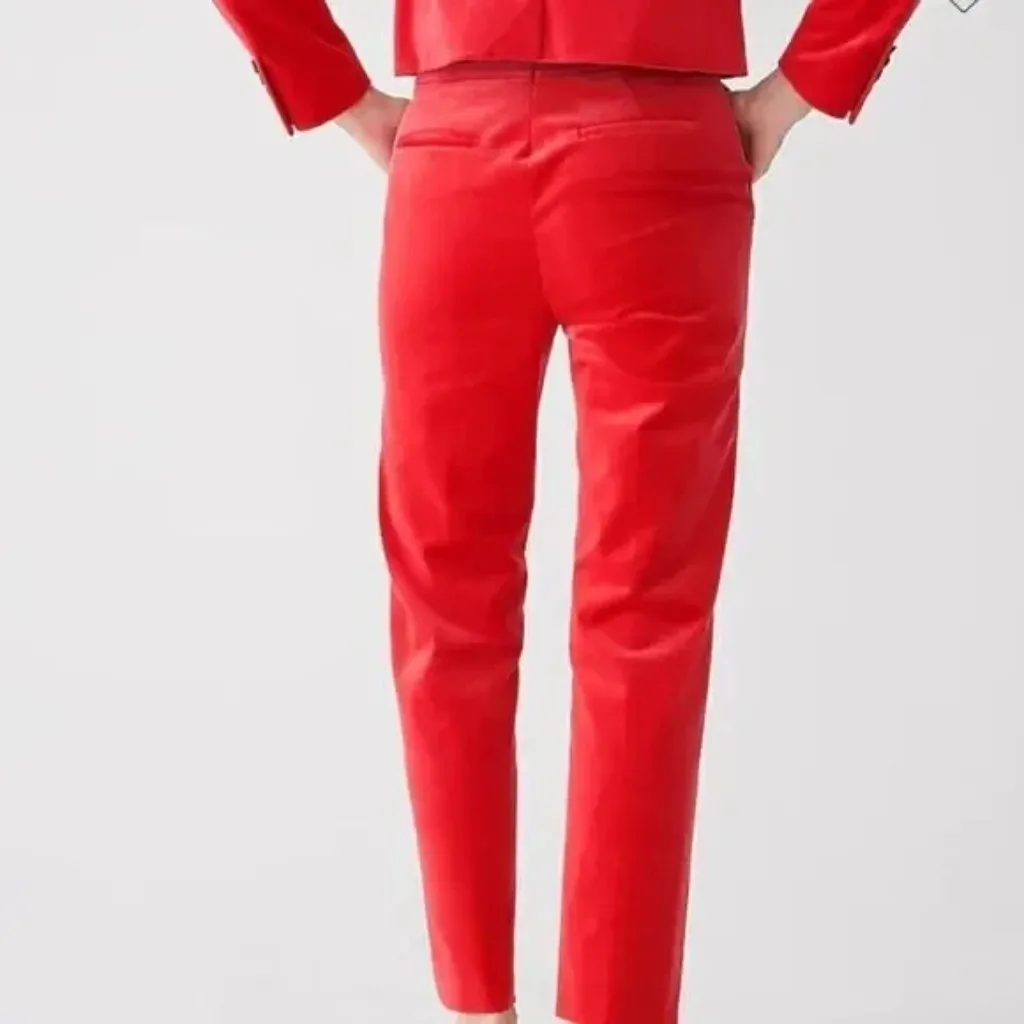 NWT J.Crew Kate Straight-leg Pant in Festival Red Stretch Velvet Trouser 8 - Image 6