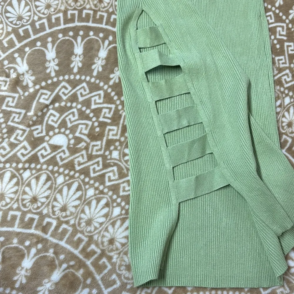 Jolie & Joy Dress Small Green One Arm Bodycon Ribbed Open Side Maxi Stretch. Size XL - Image 7