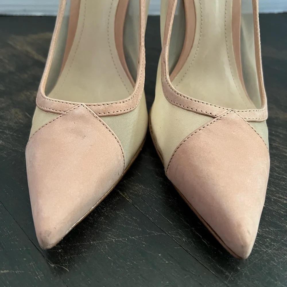 Women’s  Myrine Nubuck Nude Mesh Leather Pump sz 7.5 in EUC - Image 8