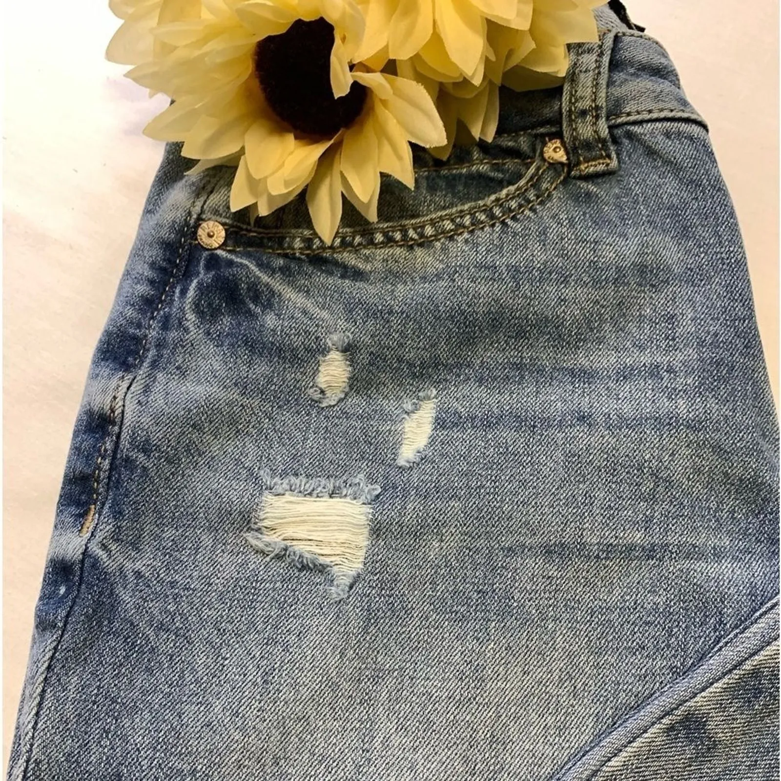 Rewash Jeans Womens Junior Classic Rise Vintage Light Wash Distressed 25" Sz 1 # - Image 5