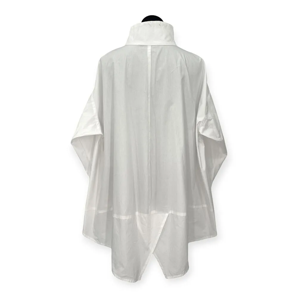 Moyuru Japanese Oversize Asymmetric Collar Hidden Button Front Poplin Shirt White Size undefined - Image 10