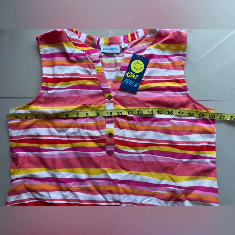 Women’s Kiwi & Fresh Tank Top pink colorful stripes sleeveless summer Rayon PL Size undefined - Image 9
