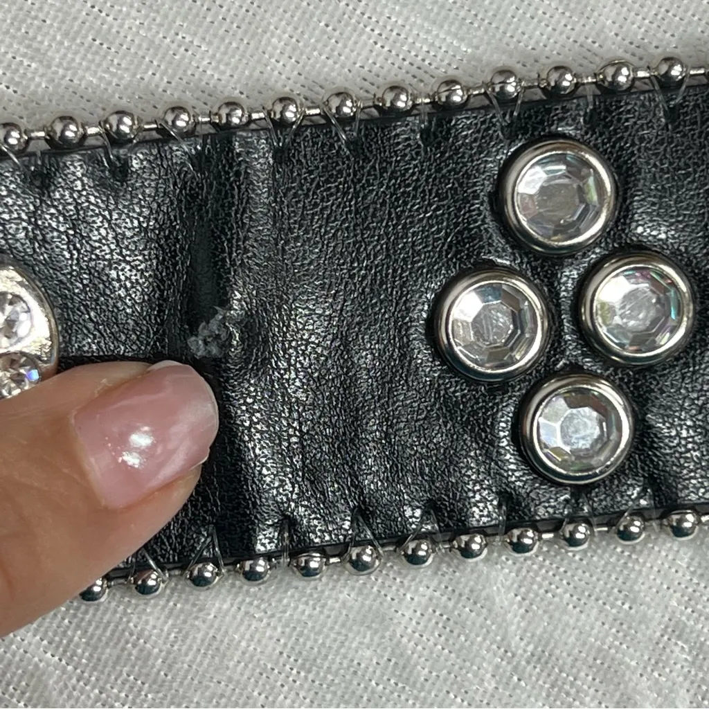 Y2K Crystal Embellished Black Belt western crosses studded motorcycle cowgirl - Image 15