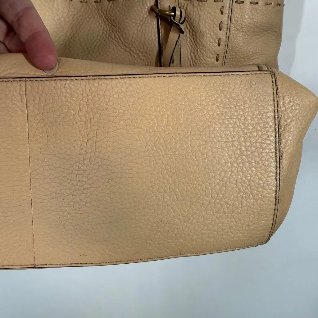 Cole Haan Women’s leather satchel tote pale peach purse 12.5x12.5x5"  10" handle - Image 4