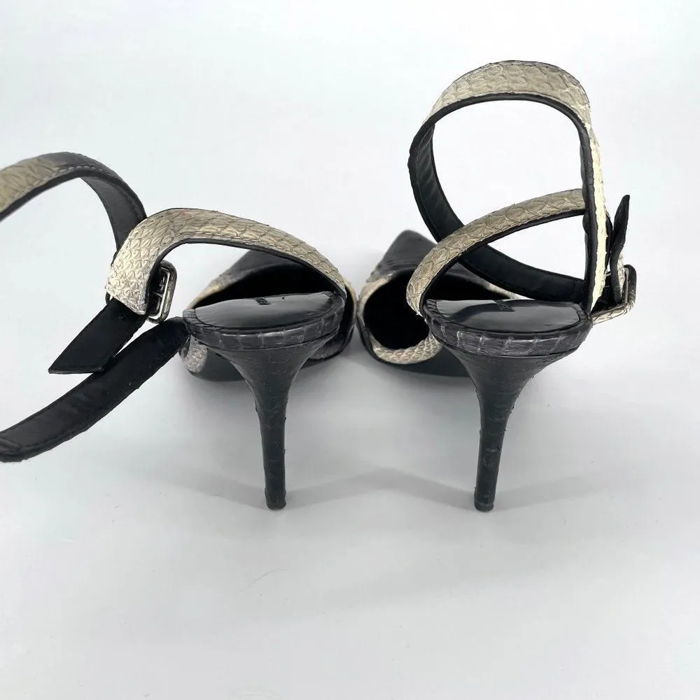 Alexander Wang Lovisa Snakeskin Ankle Wrap Heel in Cream Black Women's 38 US 8 - Image 6