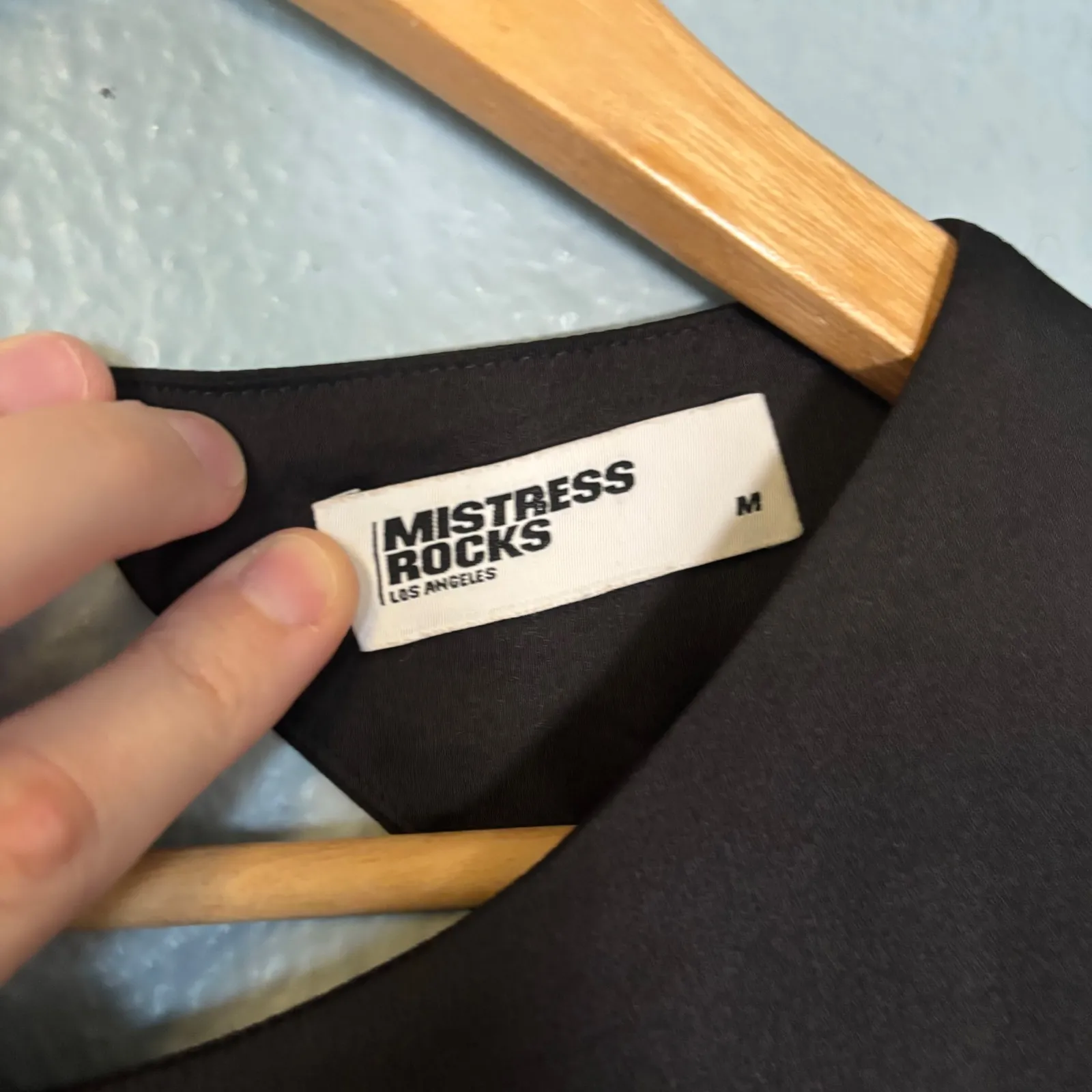 Mistress Rocks One and Only Black Satin Open Back Mini Dress Size Medium Party - Image 5